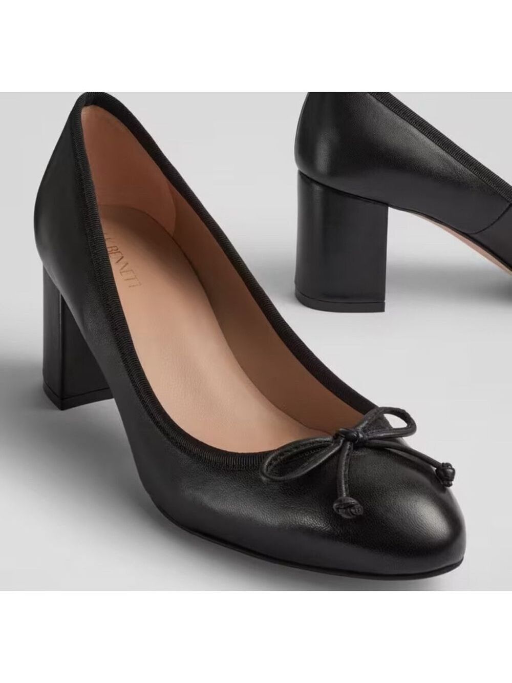 Women's LK Bennett Black Leather Ballerina Court Shoes/Heels Size 10